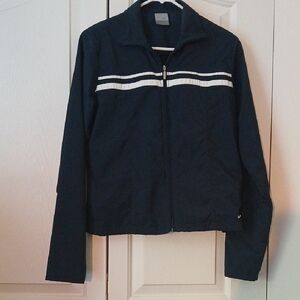 Nike Women's Dark Blue Bomber Jacket with White Accents
